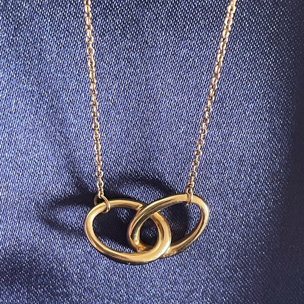 Tiffany & Co. 18k Yellow Gold Elsa Peretti Double Loop Pendant Necklace 16in